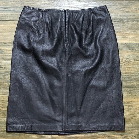 INC Black Leather White Contrast Pencil Skirt 8 - Picture 6 of 7